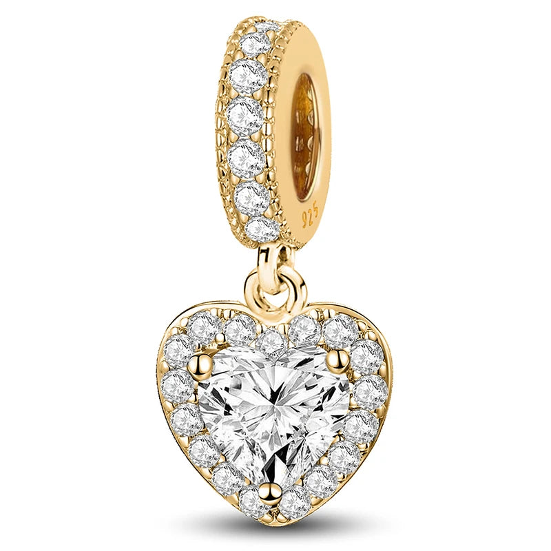 925 Silver Plated Cute Love Heart Firefly Golden Series Charms Bead Diy Bracelet Necklace Making Gift Of High Quality Jewelry