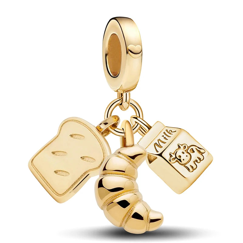 925 Silver Plated Cute Love Heart Firefly Golden Series Charms Bead Diy Bracelet Necklace Making Gift Of High Quality Jewelry