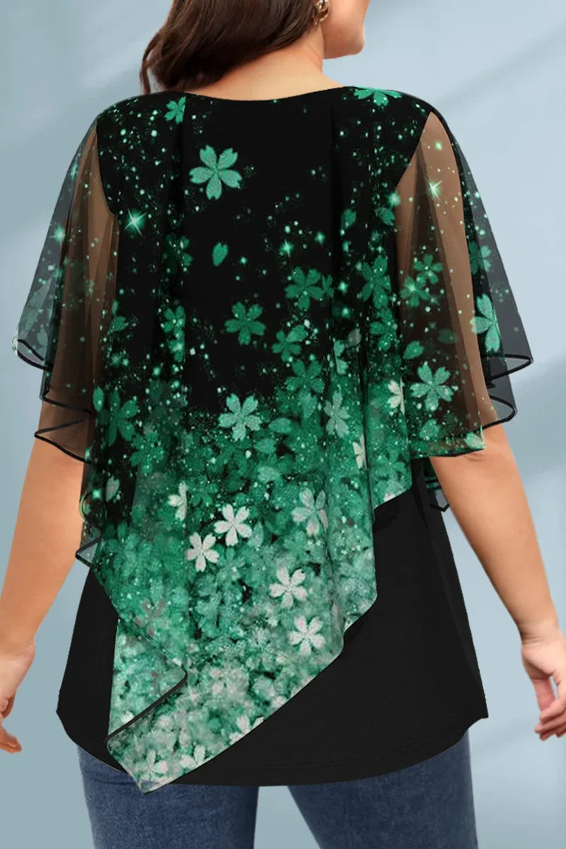 Women's Plus Size Floral Chiffon Blouse