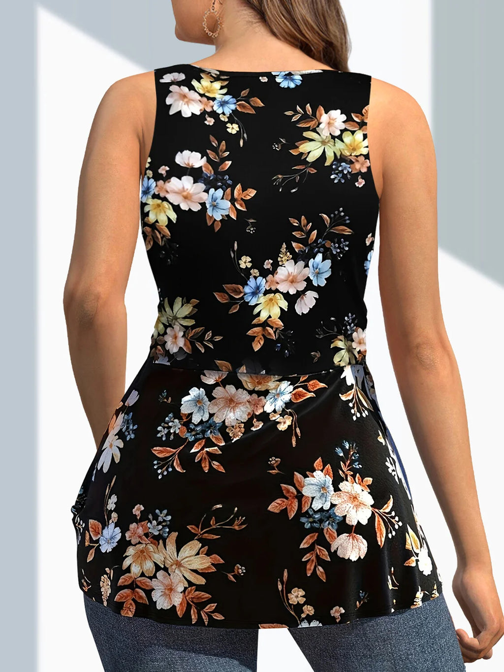Plus Size Floral Twist Front Tank Top