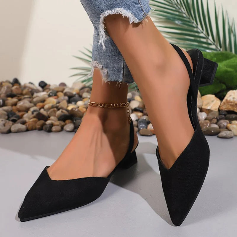 All-Match Slip On Plus Size Pumps Women Summer Party Comfortable Thick Heel Mid-Heel Pumps Woman Pointed Toe Pumps Mujer