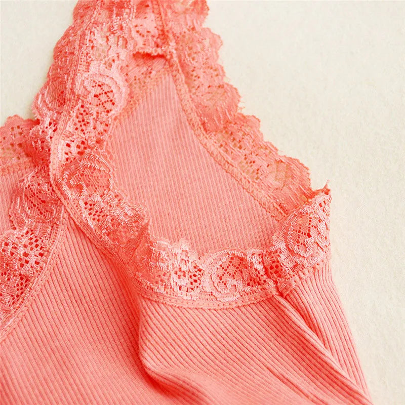 Women's Sleeveless Casual Lace Tank Top