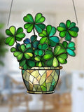 1PCS St. Patrick's Day Lucky Clover Sun Catcher - Window Hanging Decoration, Colorful Glass Style Home Office Light Catcher,