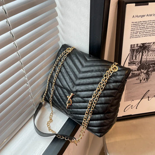 2024 Casual Chain Crossbody Bags For Women Fashion Striped Shoulder Bag Large Capacity Flap Ladies Handbags