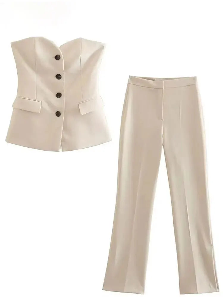 Women's Strapless Pant Suit Set