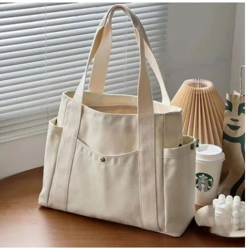 Homefish Capacity Canvas Tote Bags for Work Commuting Carrying Bag College Style Student Outfit Book Shoulder Bag Shopping Bag