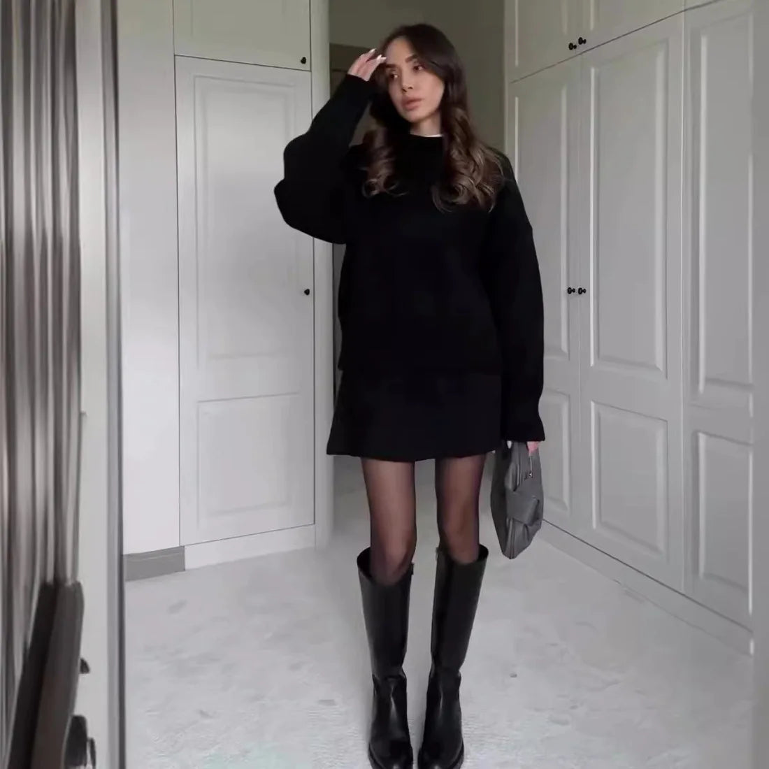 Women's Loose Sweater & Mini Skirt Set