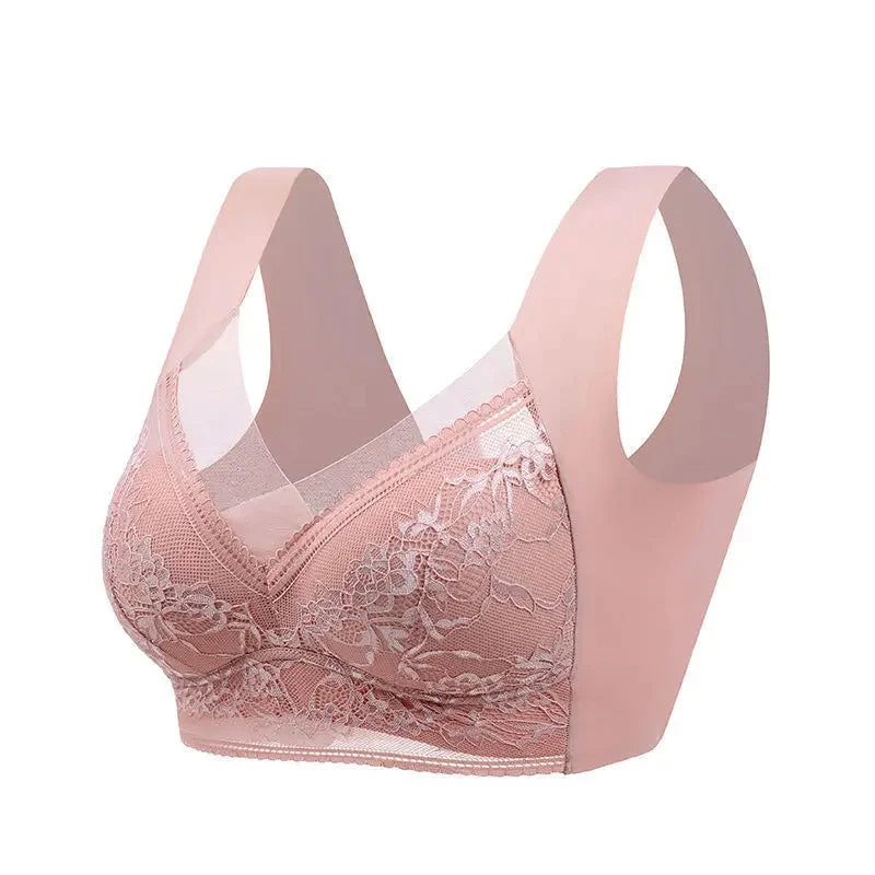 FallSweet Seamless Ice Silk Push Up Bra for Women Wireless Lace Bralette Plus Size Brassiere Summer Comfort Underwear Lingerie