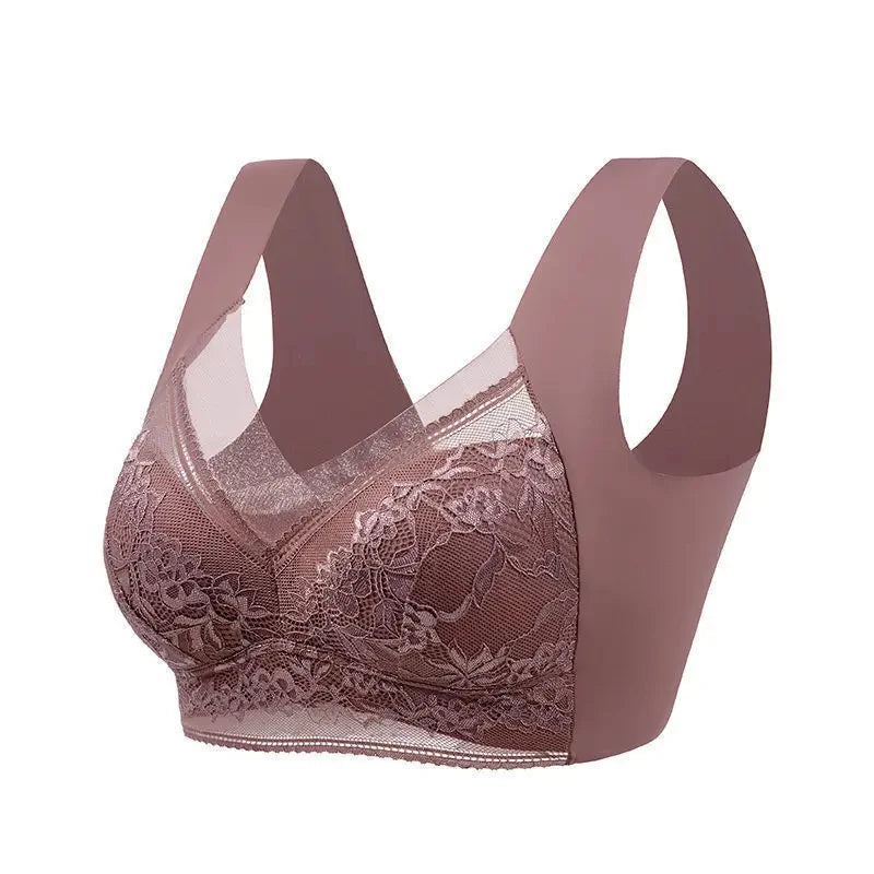 FallSweet Seamless Ice Silk Push Up Bra for Women Wireless Lace Bralette Plus Size Brassiere Summer Comfort Underwear Lingerie