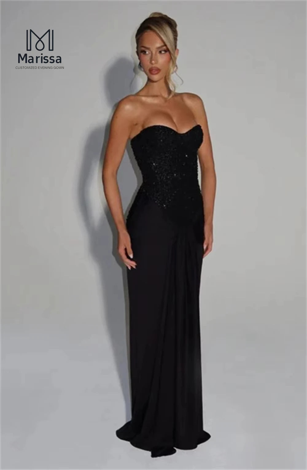 Marissa Long Fish Tail Ball Gowns Ribbon Evening Dresses Wedding Party Dress Custom Made Off-shoulder Dresses for Special Events