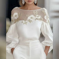 Elegant Floral Mesh Long Sleeve Blouse