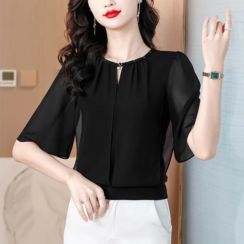 Loose Fit Casual Half Sleeve Summer Chiffon Top