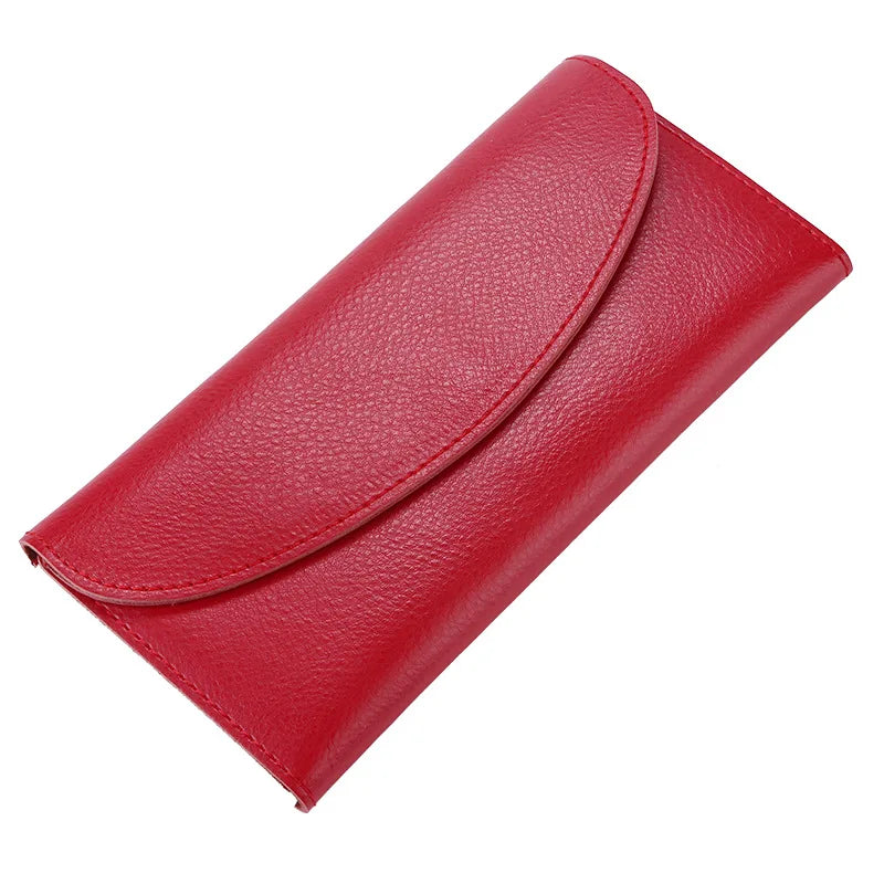 Genuine Leather Women Long Wallet Custom Letters Slim Female Clutch Bag Personalize Name Initials Folded Lady Card Holder Purse