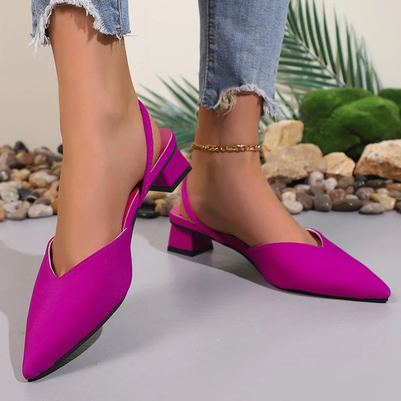 All-Match Slip On Plus Size Pumps Women Summer Party Comfortable Thick Heel Mid-Heel Pumps Woman Pointed Toe Pumps Mujer