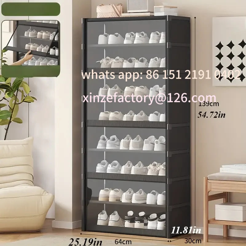 Customizable Level 5-9 Dustproof and Transparent Large-Sized Shoe Rack, Can Accommodate 12-24 Pairs of Shoes Shoe Shoe Cabinet