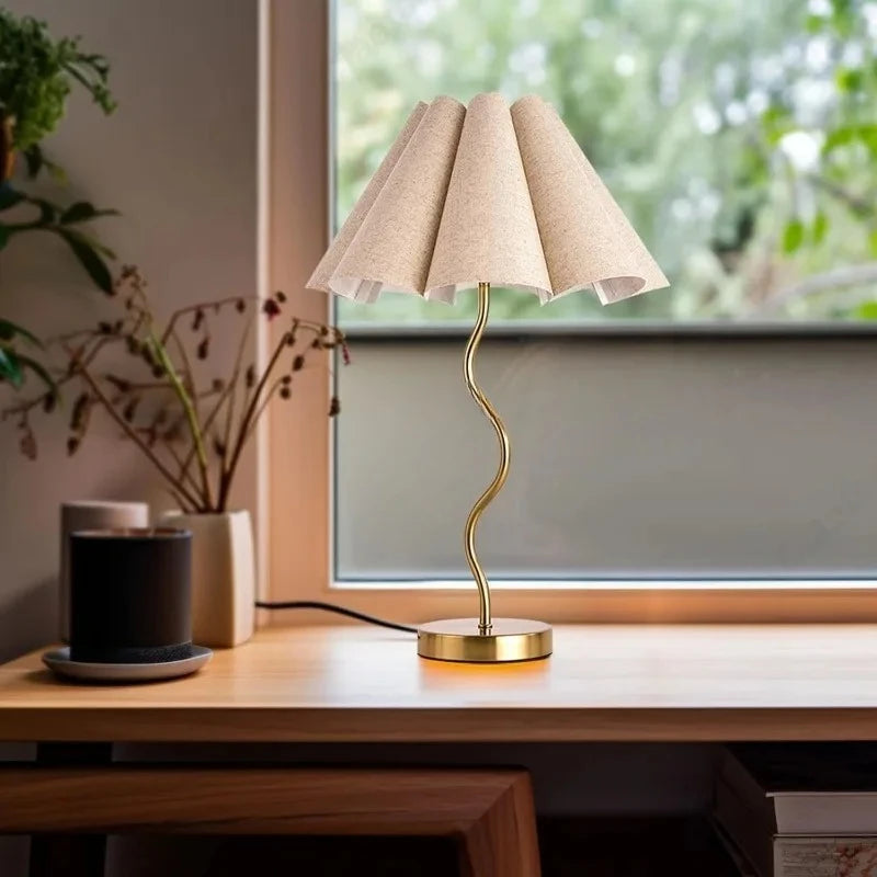 LED Fabric Lampshade  Small Table Lamp Bar Living Room Bedroom Bedside Decorative Atmosphere Lighting Lamps