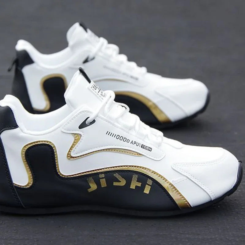 Men's PU Leather Waterproof Sneakers Casual Sports Shoes Men Lightweight Breathable Flat Non-slip Tenis Shoes