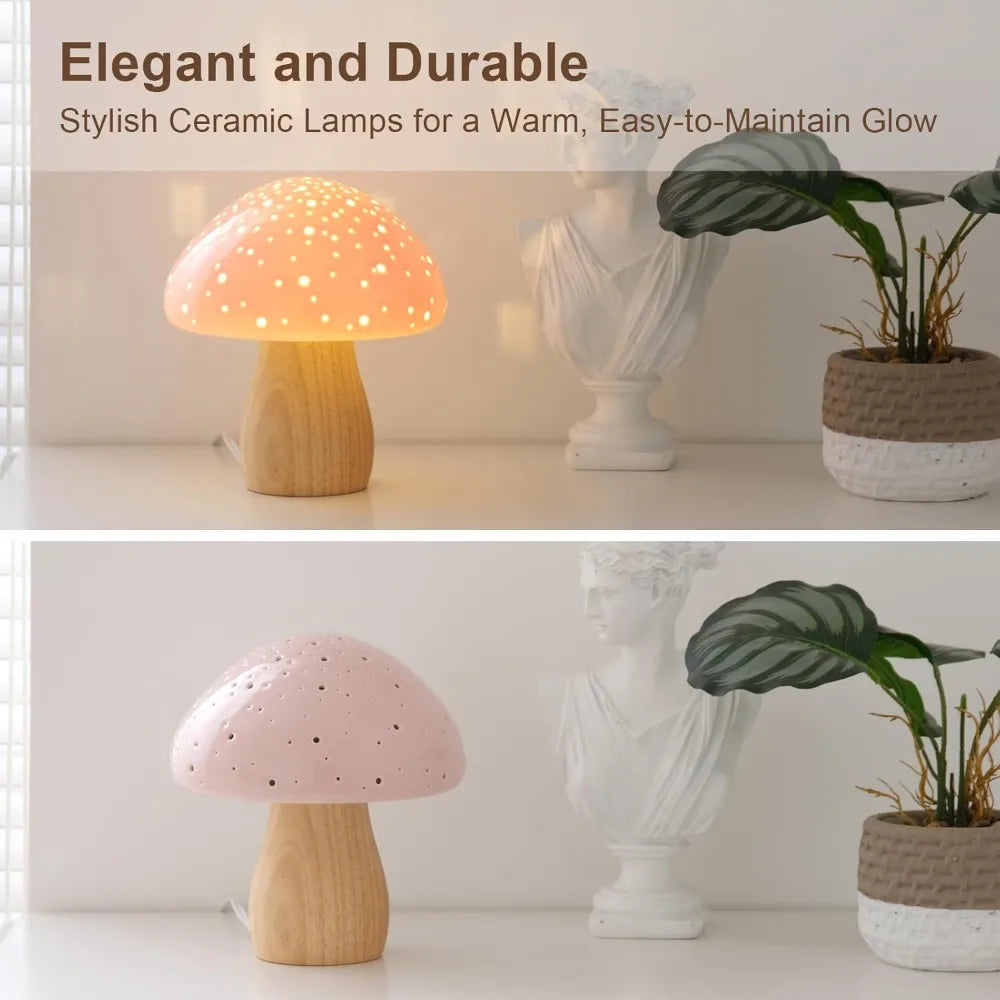 Cute Mushroom Ceramic Bedside Lamp
