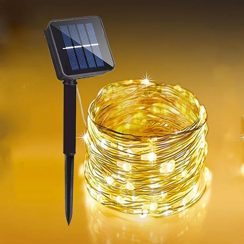 Fairy Lights Solar Garden Lights String Lights with 8 Modes Waterproof Wire Lights for Patio Yard Trees Christmas Party