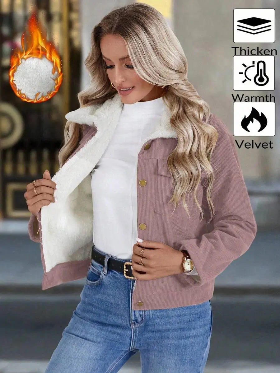 Women's Casual Corduroy Fleece Jacket