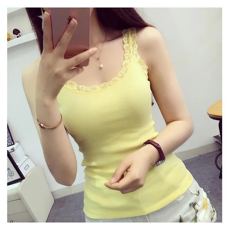 Women's Sleeveless Casual Lace Tank Top
