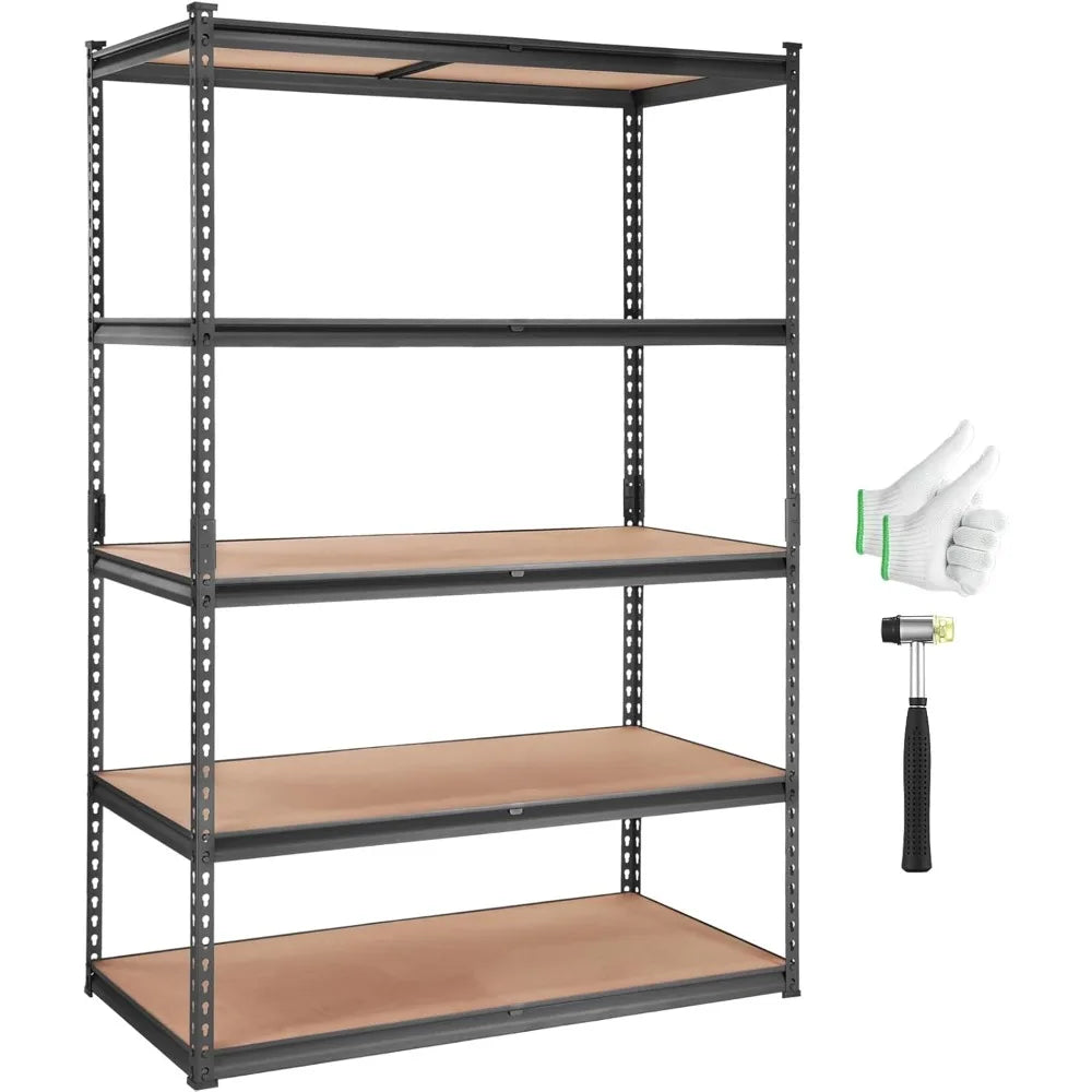 Storage Shelving Unit, 5-Tier Adjustable Storage Shelves, 48 L x 24 W x 72 H Heavy Duty Garage Storage Shelves, Metal