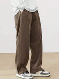 2026 new fashion Men's Corduroy Straight Casual Pants spring autumn Outdoor Streetwear with Drawstring Elastic Waist