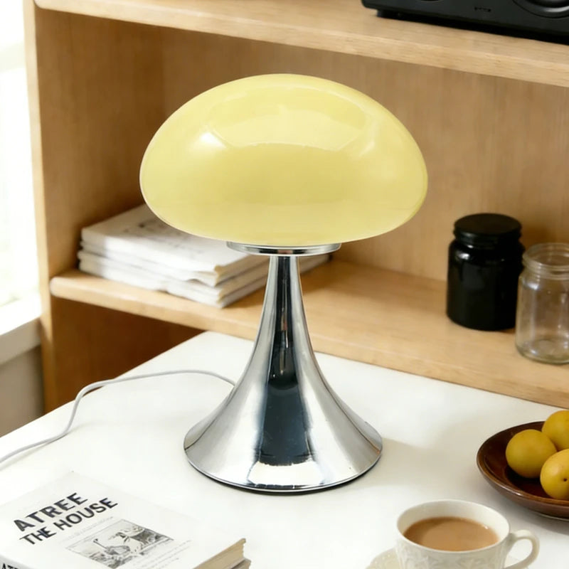 Bauhaus Mid-Century Ins Cream Style Table Lamp Nordic Designer Version French Apple Mushroom Glass Light High-End Light Luxury