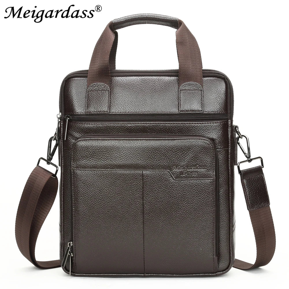 MEIGARDASS Genuine Leather Business Briefcase Men Travel Shoulder Messenger Bags Male Document Handbags Laptop Computer Bag