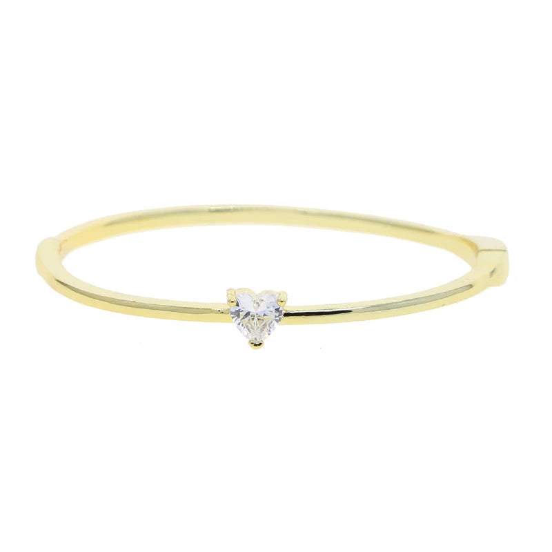 Single Heart Tear Rectangle Marquise Geometric Shaped Cubic Zirconia CZ Bangle Bracelet High Quality