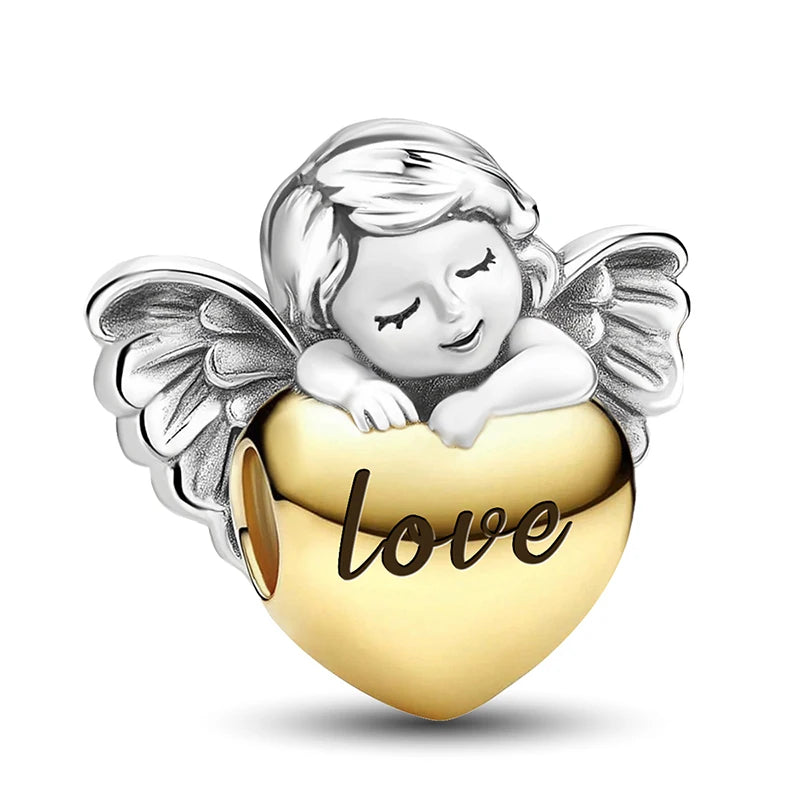 925 Silver Plated Cute Love Heart Firefly Golden Series Charms Bead Diy Bracelet Necklace Making Gift Of High Quality Jewelry