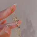 Luxury Geometric Gold Plated Zircon Bracelet for Women Versatile Adjustable Square Bracelet Christmas Party Wedding Jewelry Gift
