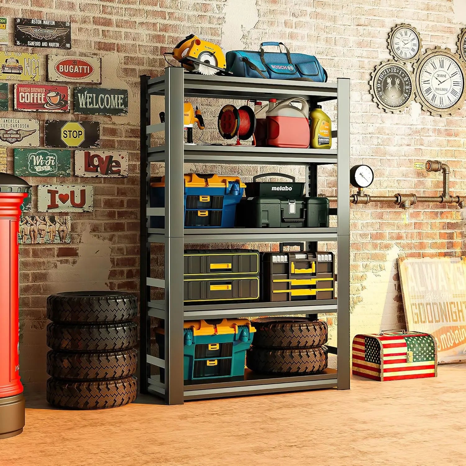 Heavy Duty Garage Shelving 72 Inch 5 Tier 2500lbs Capacity Adjustable Commercial Storage with Customization Options