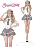 Elegant Korean Style 2-Piece Set – Kawaii White Top & Black Slim Skirt