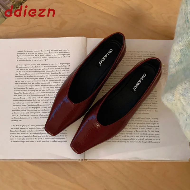 Fashion Pointed Toe Women Low Heel Pumps Shoes New In Spring Summer Female Shallow Footwear Dress Ladies Heeled Slip On Shoes