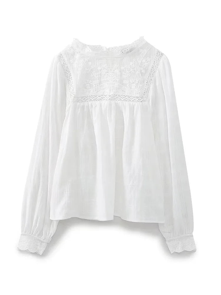 Vintage Embroidered White Blouse