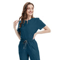 Women’s Nursing Scrubs Set – Breathable Stretch Top & Elastic Waist Pants