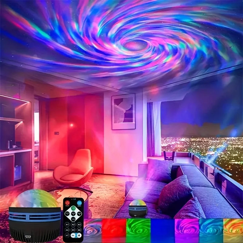 LED Galaxy Projector Night Light – Aurora Star Projector with Remote Control, 7 Color Modes & USB Powered