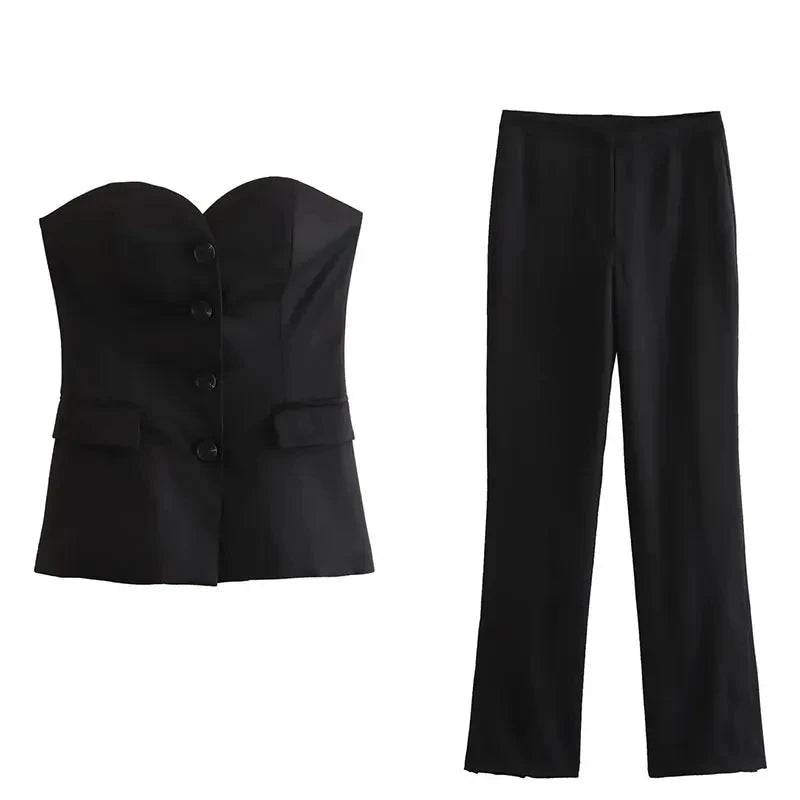 Women's Strapless Pant Suit Set