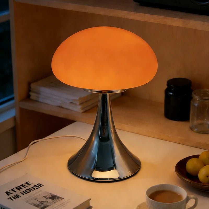Bauhaus Mid-Century Ins Cream Style Table Lamp Nordic Designer Version French Apple Mushroom Glass Light High-End Light Luxury