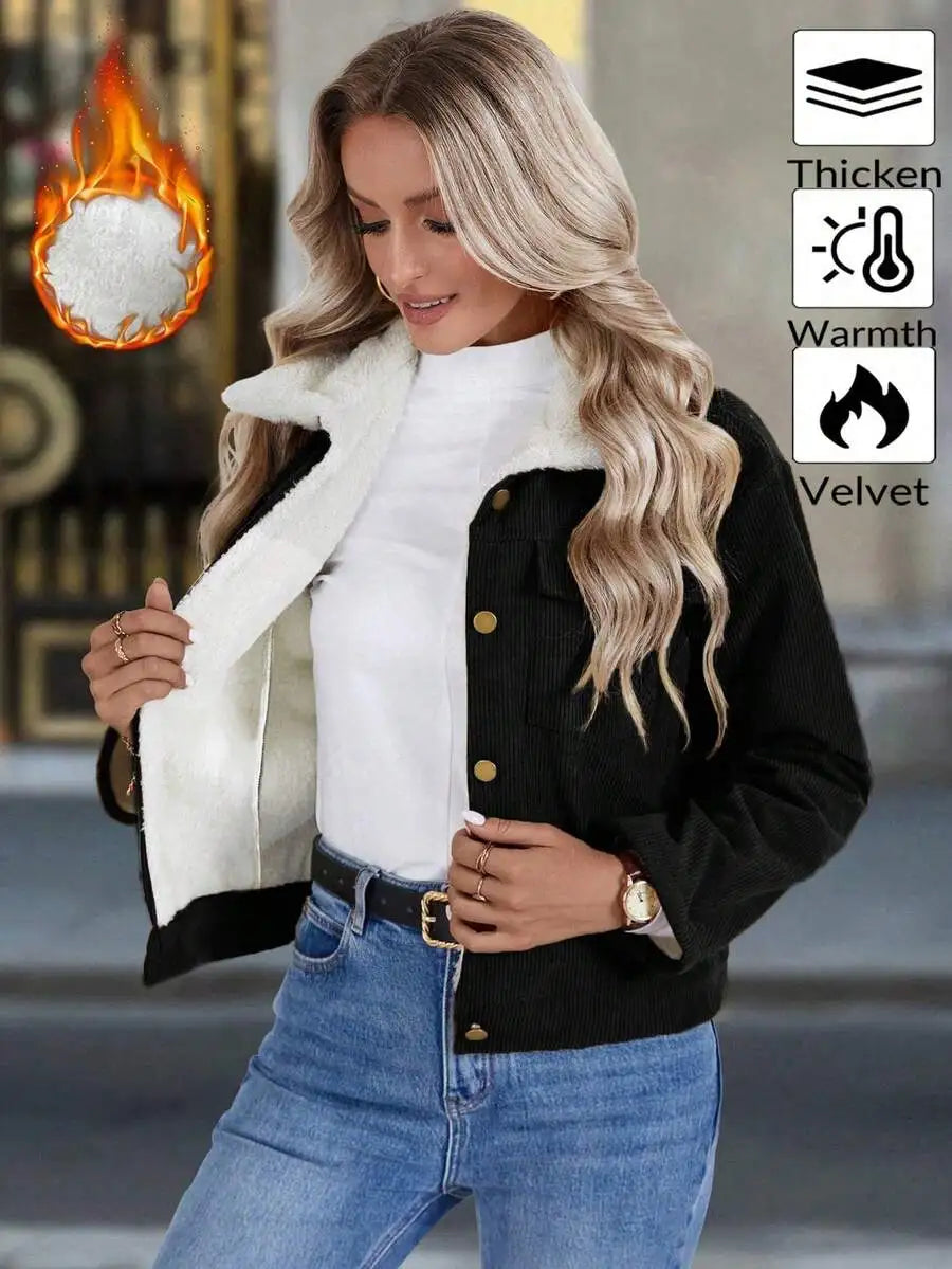 Women's Casual Corduroy Fleece Jacket