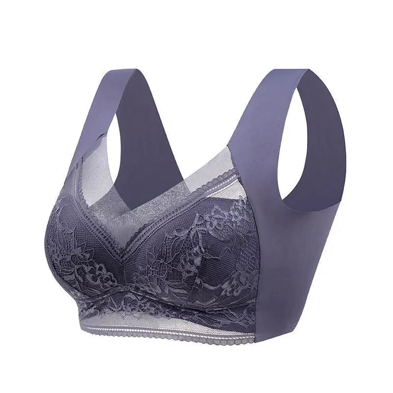 FallSweet Seamless Ice Silk Push Up Bra for Women Wireless Lace Bralette Plus Size Brassiere Summer Comfort Underwear Lingerie
