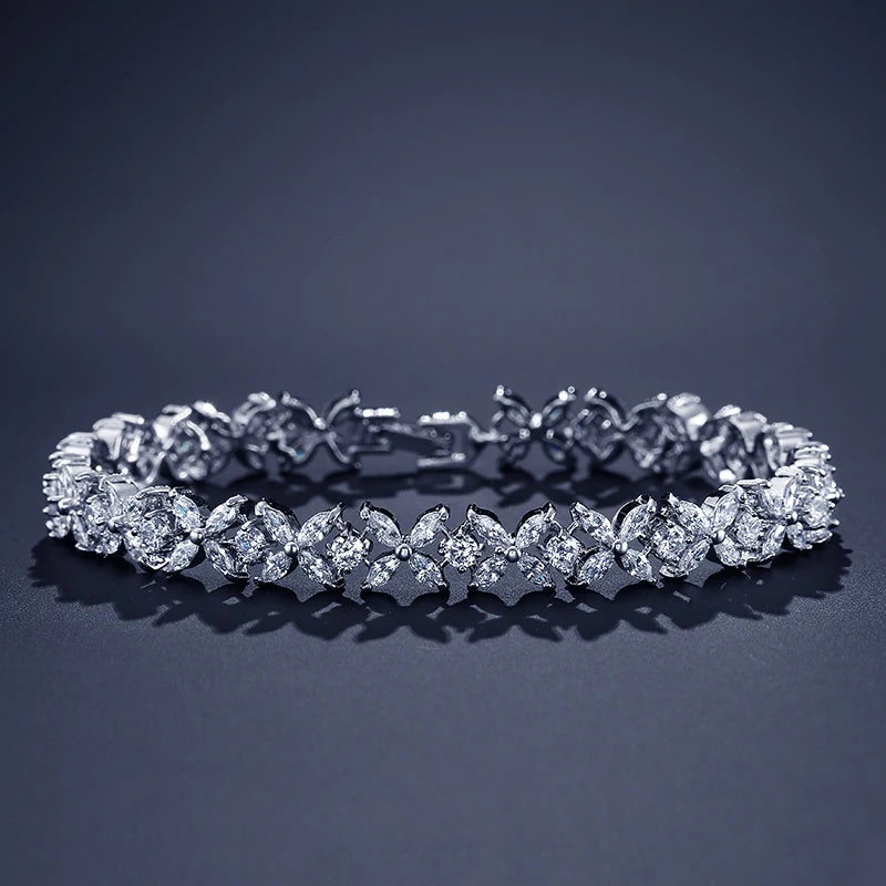 ZAKOL High Quality AAA Cubic Zirconia Tennis Bracelet Shiny Crystal Zircon Charm Bracelets Bridesmaid Jewelry Gift