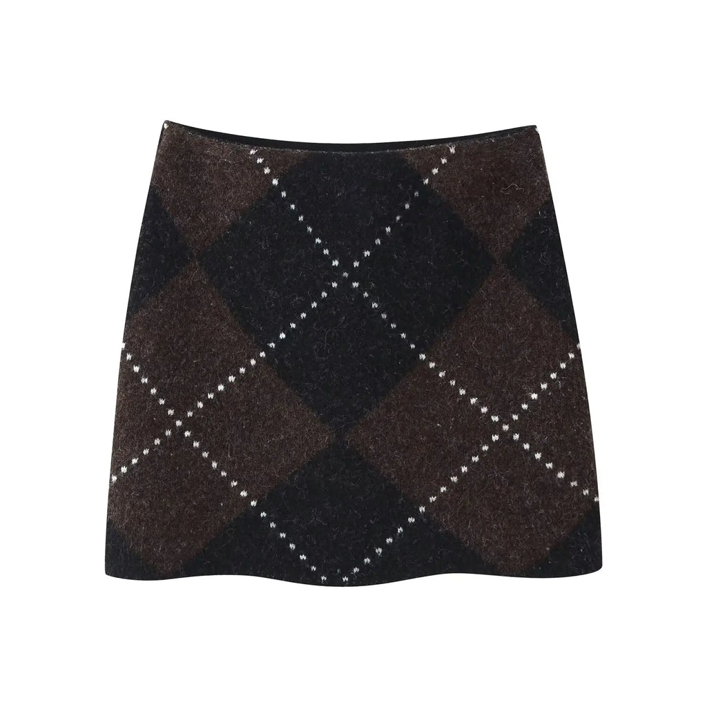 Women's Plaid Knit Sweater Mini Dress