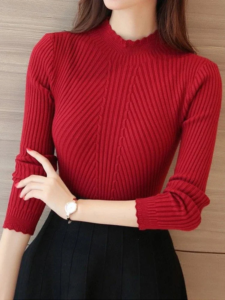 Women's Ribbed Mock Neck Sweater
