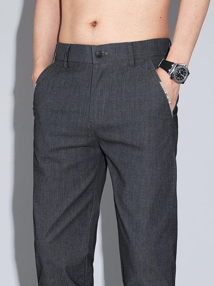 Cotton Thin Men's Business Casual Pants Summer Straight Slim Fit Fashion Stretch Solid Trousers Korean Men's Pants Size 28-38