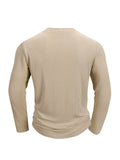 Spring Summer Men's Crew Neck Long Sleeve Top Fitness High Stretch Base Shirt Solid Color Casual Long Sleeve Pullover Clothing
