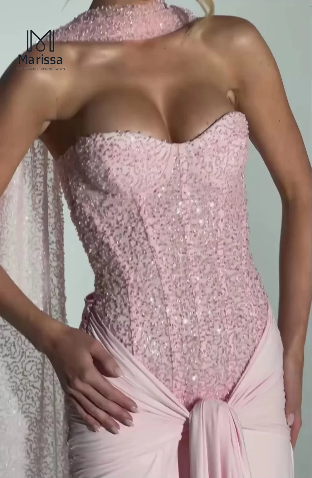 Marissa Long Fish Tail Ball Gowns Ribbon Evening Dresses Wedding Party Dress Custom Made Off-shoulder Dresses for Special Events