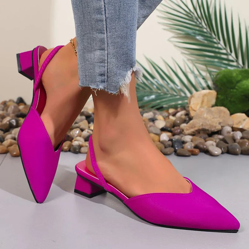 All-Match Slip On Plus Size Pumps Women Summer Party Comfortable Thick Heel Mid-Heel Pumps Woman Pointed Toe Pumps Mujer