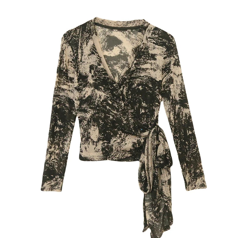 Elegant Lace Wrap V-Neck Top